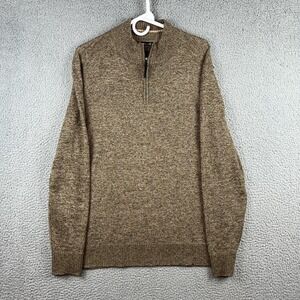 Smartwool Sparwood Sweater Mens Large Brown 1/4 Zip Merino Wool Mock Neck
